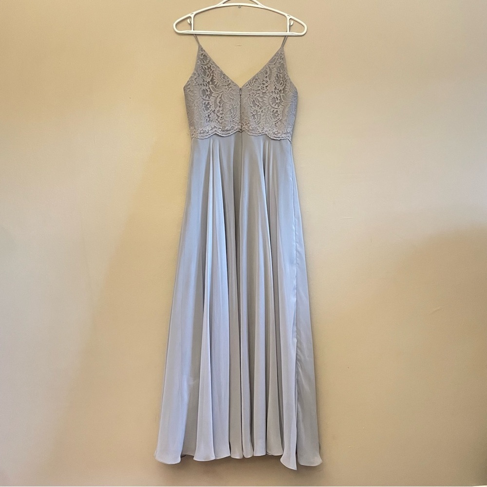Dessy Collection Powder Blue/Grey Lace Bodice Dress – Size 2 EUC - Picture 12 of 16